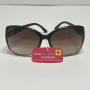 Solar Accents 100% UVA UVB Lens Protection Dark Brown Oversized Sunglasses