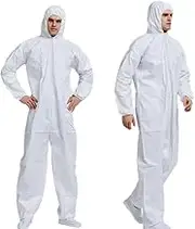 Fancystyle Disposable Protective Coverall with Hood, Zip Front, Elastic Wrists & Ankles, White,6 Pack / 24 Pack