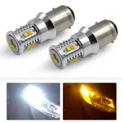 2x 1157 BAY15D White/Amber Dual Color Switchback LED DRL Turn Siganl Light Bulb