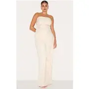Plus Almond Tailored Woven Wide Leg Pants, Almond