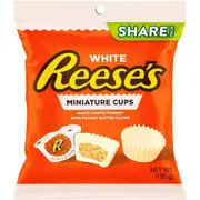 Reeses White Chocolate Miniature Cups With Peanut Butter Share Bag 120g