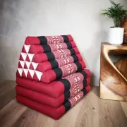 JUMBO 3 FOLDS Thai Triangle Cushion Triangular Pillow Foldout Daybed Mat RedEle