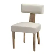Dining Chairs Set of 4 Linen Fabric Wooden Beige