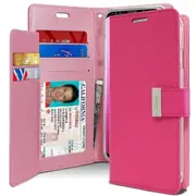 Goospery Samsung Galaxy S9 Rich Diary Wallet Flip Case Leather Card Slots Magnetic Cover (Hot Pink) S9-RIC-HPNK