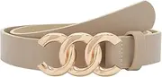 [Pettata] Women Belt for Jeans Dress Cinch Waist Belt for Ladies Faux Leather Belt with Gold Buckle