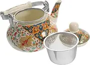 Zerodeko Vintage Enamel Stovetop Tea Kettle Handheld Coffee Pot with Filter Thickened Water Kettle for Induction Electric Gas Stoves Kitchen Accessory for Hot Tea Coffee