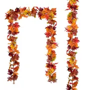 Catzon 2 Pcs 1.8m Autumn Garlands Maple Leaf for Thanksgiving Decor-Red