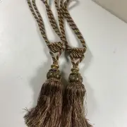 Tassel Tie Backs Decorative Rope Holdbacks Drapery Large Pair Mar/Grn/Camel