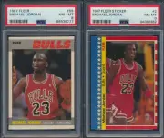 1987 FLEER BASKETBALL COMPLETE SET w/STICKERS 143 NM-MT MICHAEL JORDAN x2 PSA 8