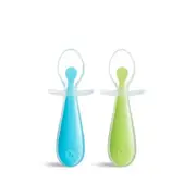Munchkin Gentle Scoop Silicone Training Multitasking Toddler Spoons Blue/Green 2PK