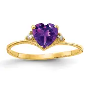 Solid 14k Yellow Gold 6mm Heart Simulated Amethyst A CZ Ring