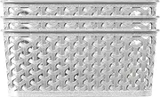 Curver My Style Rattan Effect Set of 3 Kitchen, Living room, Bathroom, Bedroom, Utility Medium Rectangular Storage Baskets 12 Litres - Grey