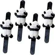 Beaupretty 4pcs Adorable Cartoon Panda Plush Bracelets Soft Slap Bands for Party Favors Birthday Gentle Skin Fits All Wrist