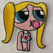 Bubbles Blowing Bubblegum Powerpuff Girls Iron On Embroidery