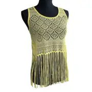 TopShop Yellow Crocheted Fringe Festival Top