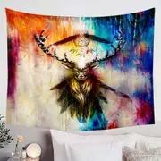 Colorful Native Deer Painting Tapestry