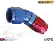 AEROFLOW RED/BLUE ONE PIECE FULL FLOW SWIVEL 30° HOSE END -10AN AF557-10