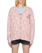 monogram-pattern knitted cardigan S Pink