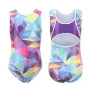 5-14Y Kids Girl Sparkle Geometry Ballet Leotard Gymnastics Sleeveless Dancewear
