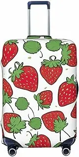 [CADREWY] Strawberry pattern Print Travel Suitcase Cover Luggage Protector with Elastic Anti Scratch for Carry On, Black, Small
