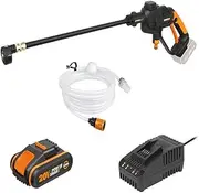 WORX 20V HYDROSHOT Portable Pressure Washer with POWERSHARE 2Ah Battery and 2A Charger - WG620E, Black