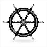 OVERSEAS MART Nautical Black Wooden Ship Steering Wheel Pirate Décor Wood Fishing Wall Boat 24 inches