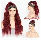 99J Red Headband Wig Long Wine Red Wavy Headband Synthetic Wigs Heat Safe Women
