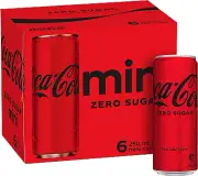 Coca-Cola Zero Sugar Soft Drink Mini Can Multipack 6 X 250 Ml