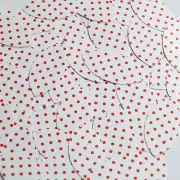 Navette Leaf Sequin 1.5" Red Polka Dot on White Opaque