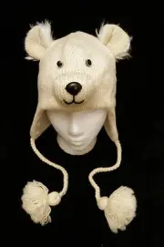 SpecialEd deLux POLAR BEAR HAT knit ADULT costume beanie LND cap toque MEN WOMEN