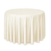 132" Round Polyester Fabric Tablecloths for Wedding Banquet - Ivory