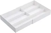 Yamazaki 3384 Expandable & Slide Cutlery Tray, White, Approx. W 9.8 x D 9.7-17.7 x H 2.2 inches (25 x 24.6-45 x 5.7 cm), Plate, Slide-type, Cutlery Case