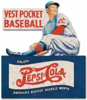 PEPSI COLA SODA POP VEST POCKET BASEBALL PITCHER HEAVY DUTY USA MADE METAL SIGN