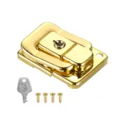 Suitcase Lock Hasp 1.6"x1.10",1Pcs Iron Toggle Catch Latch with Key/Screw,Gold