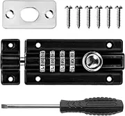 Combination Bolt Lock Stainless Steel 4 Digit Pin Code Door Combination Slide Latch Lock with Screwdriver Keyless Door Security Locking Bolt(Black)