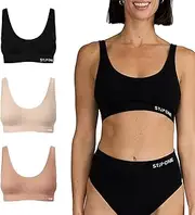 [STEP ONE] Smoothfit Bra. 3 Pack. Ultra-Soft Women's Everyday Bra, Lifts & Supports and Feels Invisible on, Breathable Bamboo Moisture Wicking with Removable Cups