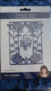 BLUE HYDRANGEA DIE 426965 Tattered Lace - Framed HYDRANGEAS with SENTIMENT