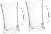 ULTECHNOVO 2X 300ml Large Beer Mugs Glass Freezable Vintage Design Dishwasher Safe for Beer Juice