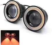 Hirificing Angel Eye Fog Lights LED Halo Ring DRL Headlights, Super Bright Fog Lamp with Round COB Aperture, 12V 10W Daytime Running Projector Light Bulb Fits Car Truck Moto SUV (Pink)