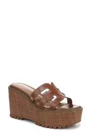 Sam Edelman Laine Platform Wedge Sandal in Rich Cognac at Nordstrom, Size 9