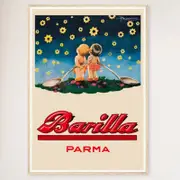 Galrie Barilla Parma Star Gazing Vintage Poster Framed Art Print for Home Decor, Wood Frame, A1 60 x 84cm (23 x 33inch)
