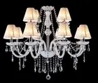 Crystal Chandelier White Chandelier with Lamp Shades Pendant Lamps 6 -12 lights
