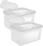CLISPEED 2pcs Durable Wipe Container Dispenser for Wipes Sealed Storage Box with Dust Cover Ergonomic One Handed Use for Bathroom Kitchen Diaper Bag