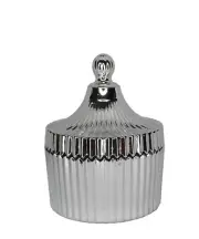 Ribbed Carousel Series (Silver #4087)(Empty Glass Wax Candle Jar)