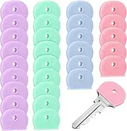 48Pcs Key Cover Caps for House Key,Tags Covers Set Plastic Key Color Identifiers Covers Cute, Key Tags Rings Markers for Standard Regular Thin Flat House Keys,Identifier Rings Toppers (4Colors )