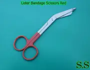 12 Lister Bandage Nurse Scissors - Color Handles(Red)