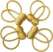 4 Pack Magnetic Curtain Tiebacks, Decorative Curtain Holdbacks for Window Décor (4, Yellow -Circle)