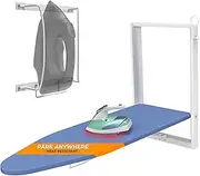Xabitat Wall Mounted Ironing Board with Iron Holder | 36.2" X 12.2" Compact Mount Fold Down Iron Board for Small Spaces | Space Saving with Cotton Fabric Cover | White and Blue