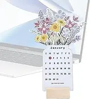 2025 Creative Flower Calendar, 12 Months Flower Calendar | Monthly Table Calendar with Removable Base for Bedrooms, Living Room, Dorm, Work