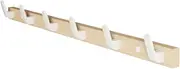 Coat Rack Wall Mount Wood Wall Mount Coat Rack with 6 Hooks, Adhesive Mounted Rustic Decorative Entryway Hooks, Wooden Pegs for Hanging Coat Clothes Hat Bag Purse and Towel Wall Coat Hooks(White)